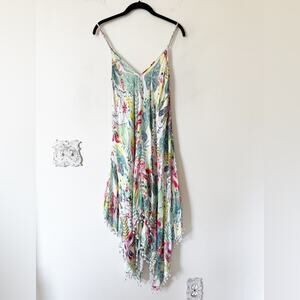 Goa Beachwear by Japana Tropical Palm Floral Handkerchief Dress Coverup S